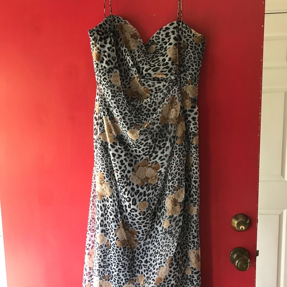Full length cheetah print dress with flowers